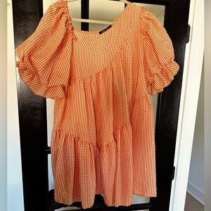 Orange seersucker dress